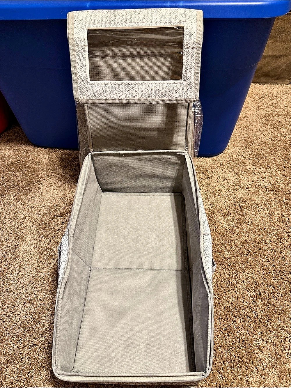 New 2 pack Gray Fabric Shoe Organizer with Clear Window.